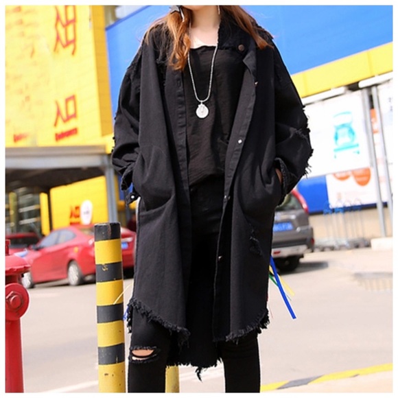 Black Graphic Back Denim Jacket - Picture 7 of 8